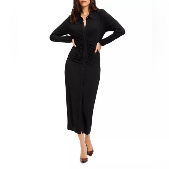 Good American Good Touch Ruched Midi Dress - Picture 1 of 7